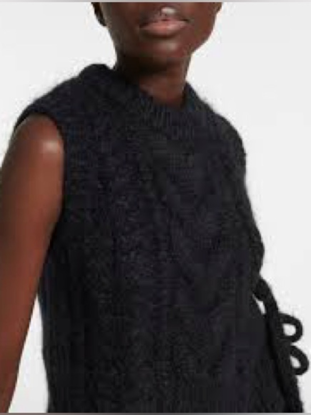 Cecilie Bahnsen Mohair Wool Cable Knit Sleeveless Sweater Vest Black L